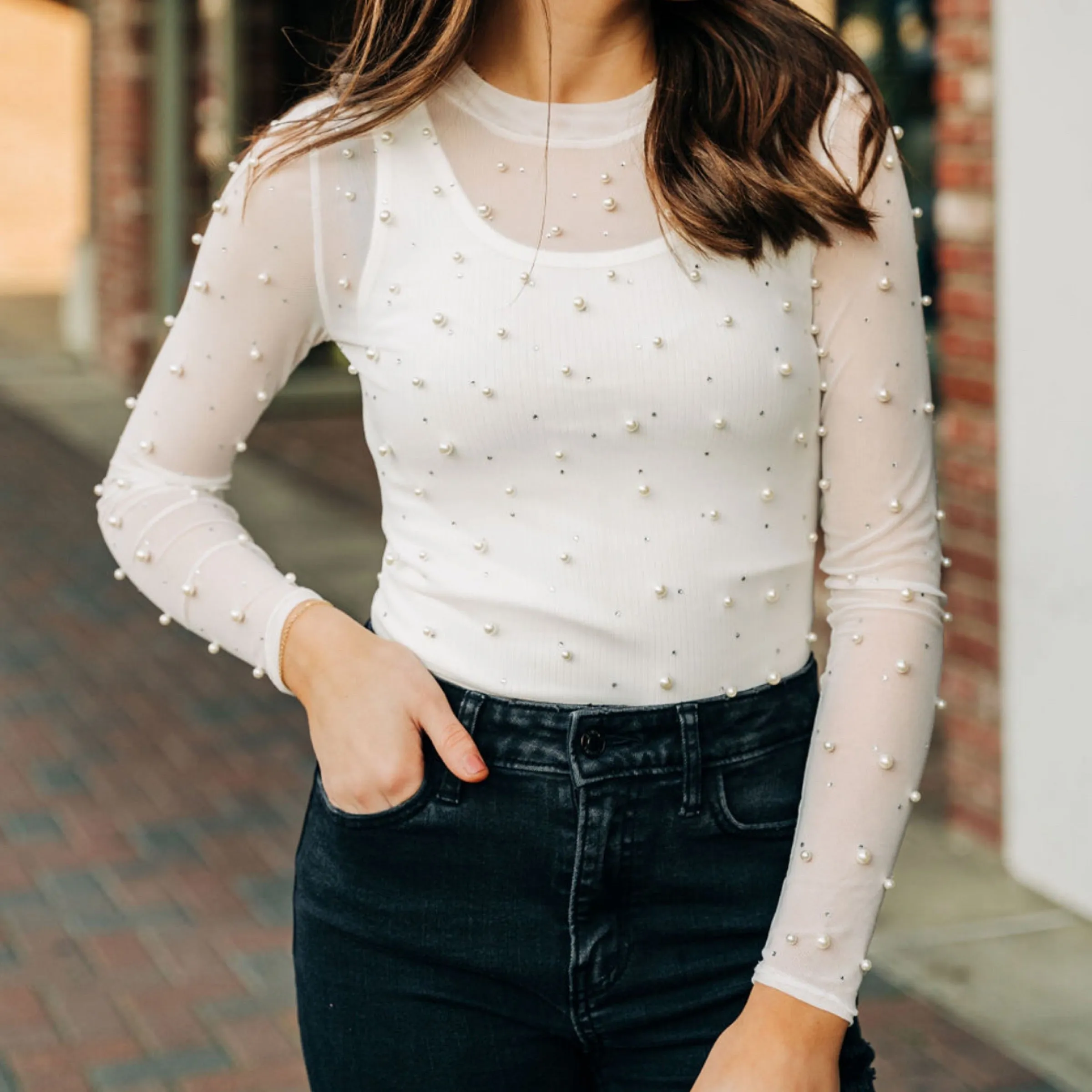 Pretty In Pearl Bodysuit White