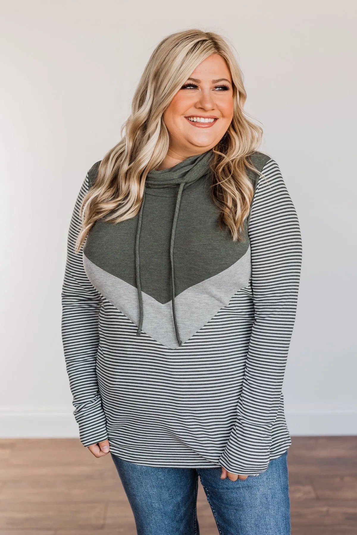 Stylish Color Block Cowl Neck Top