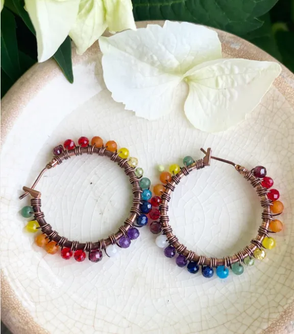 DIY Rainbow Stone Copper Hoop Kit