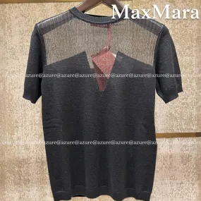 Max Mara Studio Crew Neck Wool Silk Blend Top