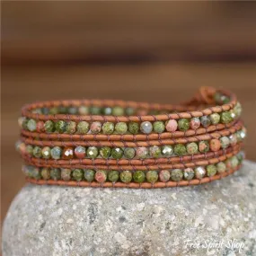 Unakite Bead Bracelet