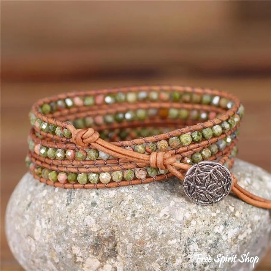 Unakite Bead Bracelet